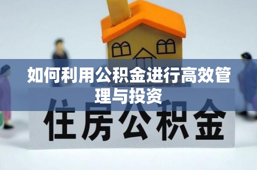 闵行如何利用公积金进行高效管理与投资