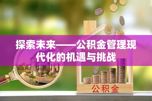 闵行探索未来——公积金管理现代化的机遇与挑战